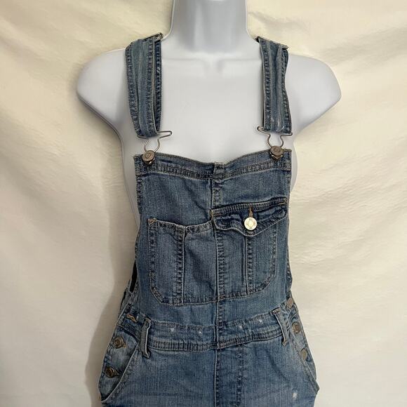 RSQ TILLY'S Distressed Denim Overalls Sz 1 Grunge Y2K Baddie Streetwear Festival - Picture 2 of 14